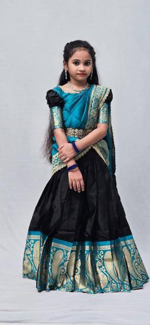 kids lehenga choli lichi silk Blue Wholesale children fashion in Kolkata
